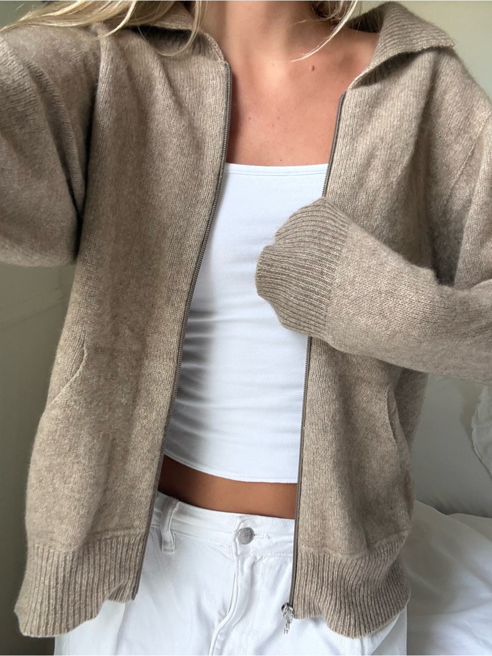 Vintage merino Zip-Front Women's Sweater Jacket